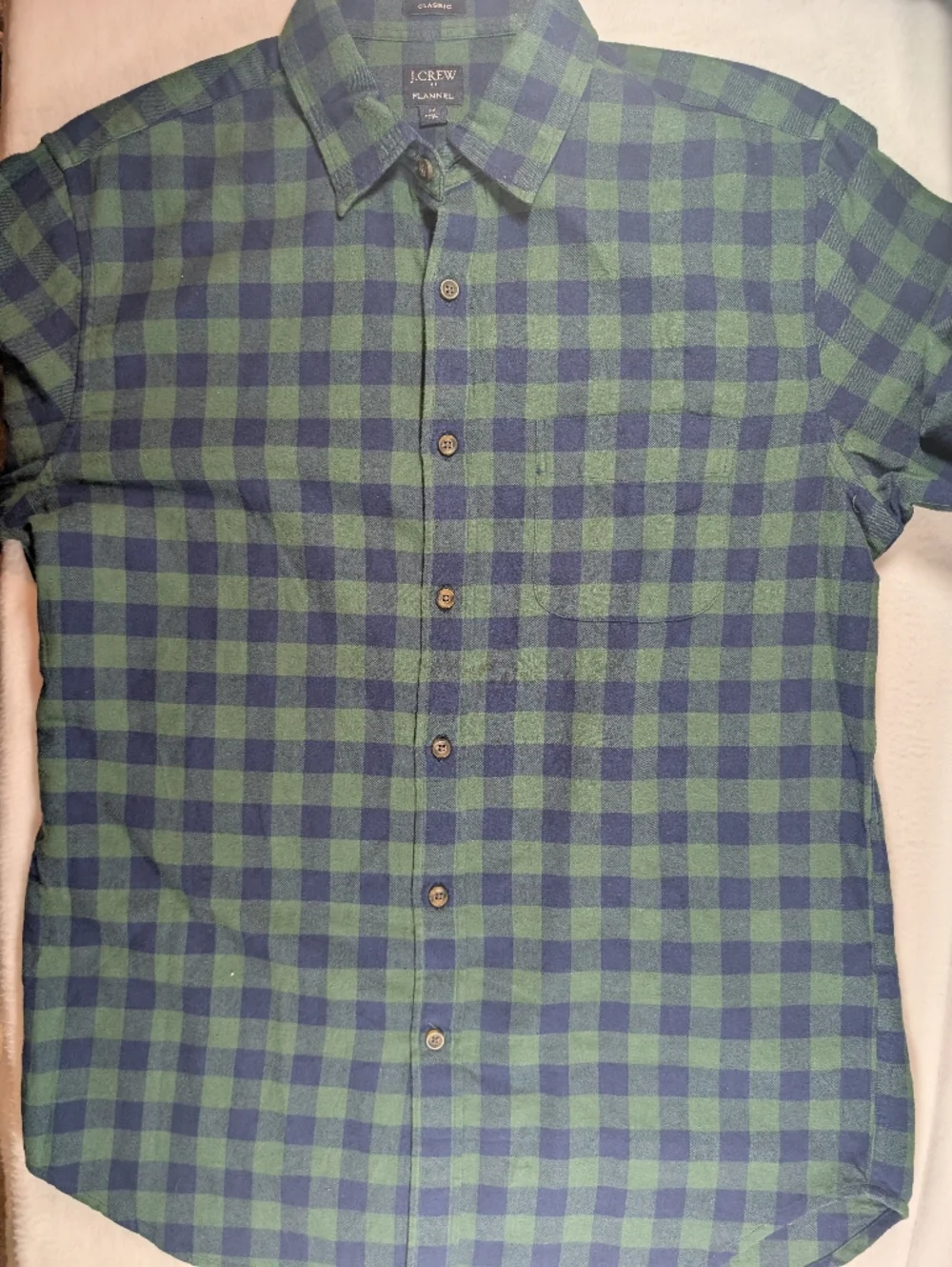 J. Crew Blue and Green Plaid Flannel Long-Sleeve Button-Down Shirt M